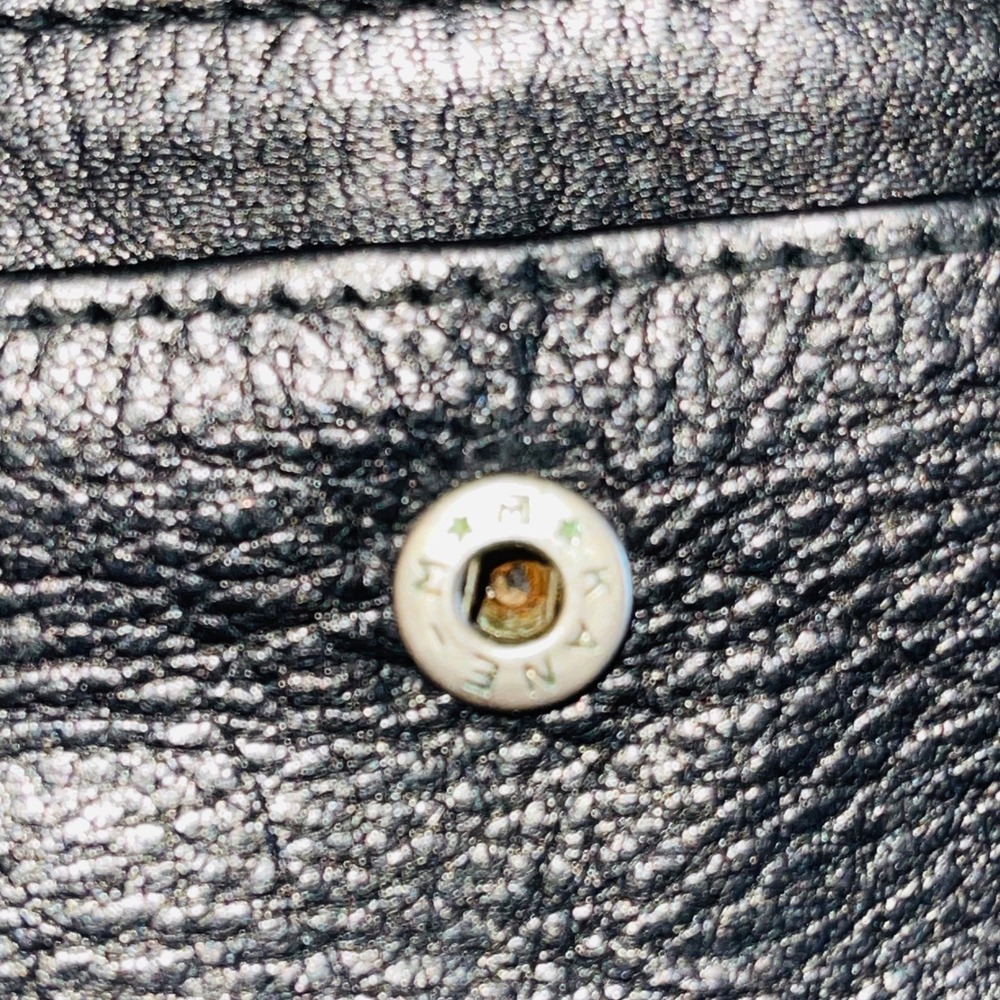 Black Leather Flap Pocket Wallet Zippered Coin Purse KAN-M Snap Vintage - Picture 4 of 6